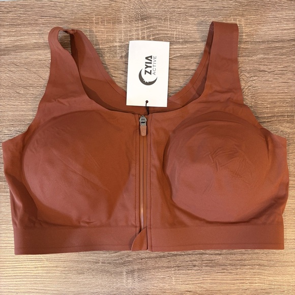 ZYIA Other - Zyia Women’s Coffee Front-Zip Access Bra - L